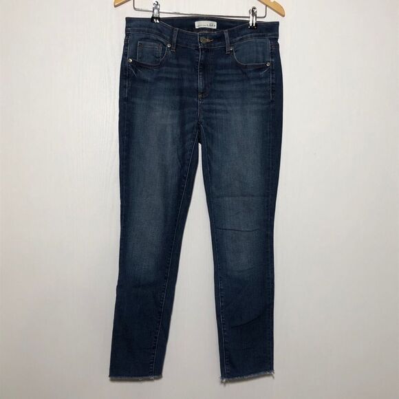 Loft Jeans Womens 8 Modern Skinny Mid Rise Tapered Medium Wash Raw Hem Ankle - Picture 1 of 12